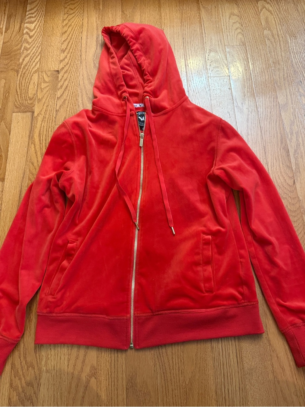 White Mark Red Velour Zip-Up Hoodie Jacket - Women